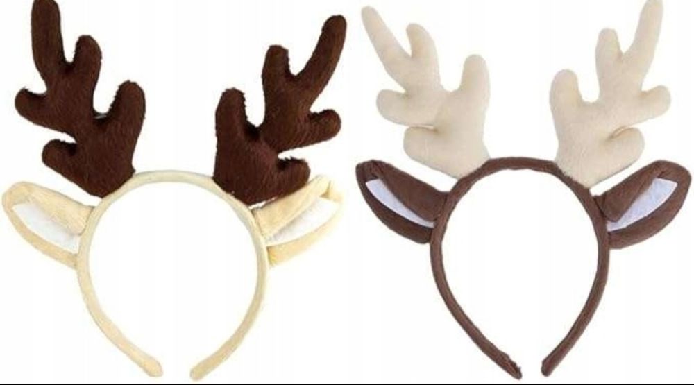 Opaska Świąteczna Rogi Renifera z Uszami na Głowę Zestaw 2szt