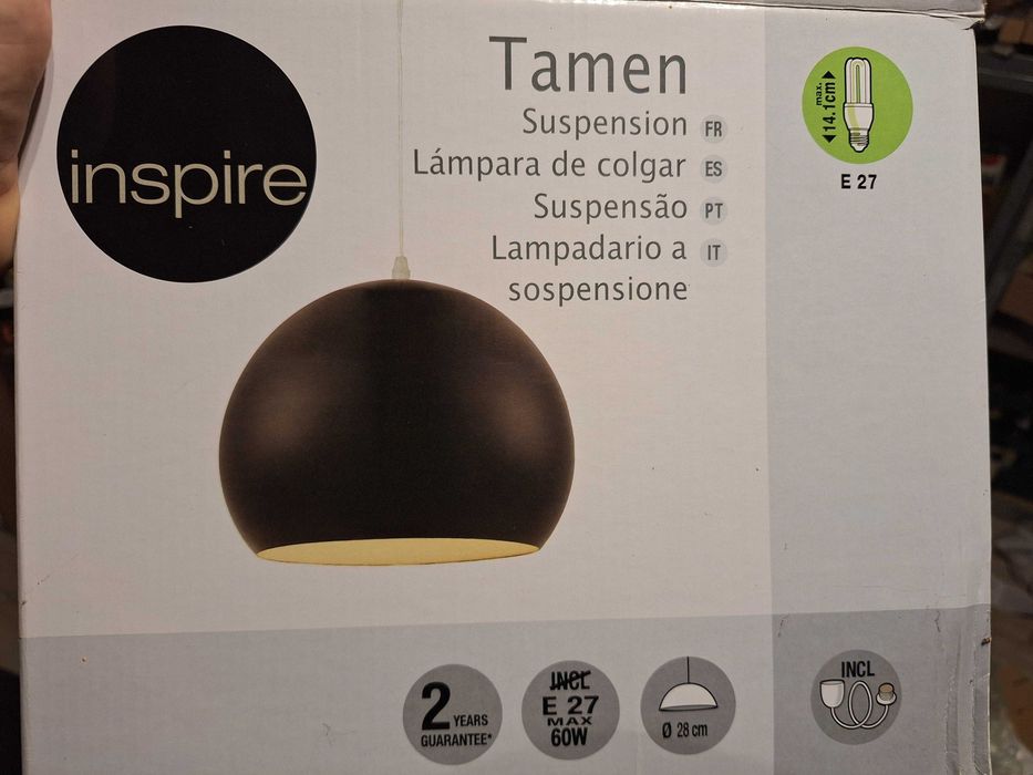 Czarna lampa wiszącą Inspire Tamen