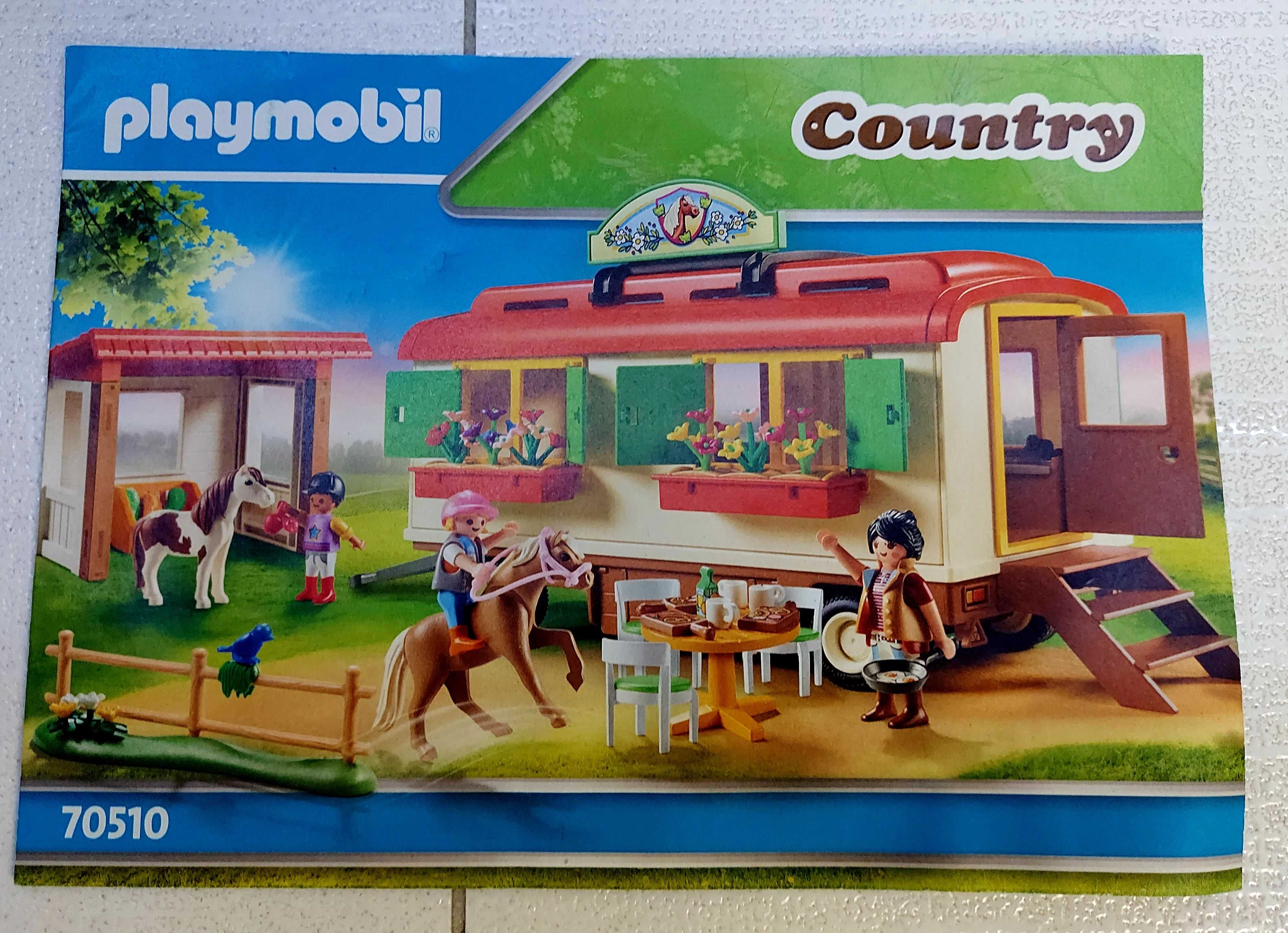 Playmobil 70510 Kemping z kucykami i przyczepą.