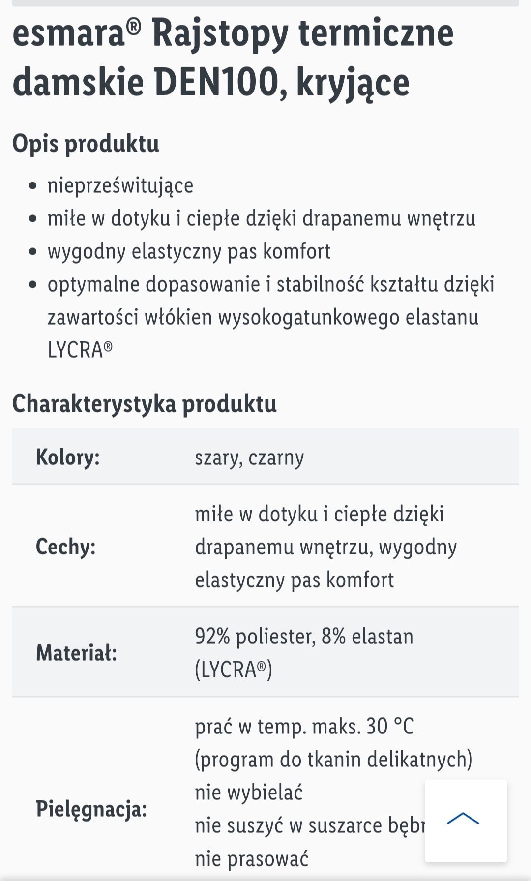 Ciepłe rajstopy termiczne z ociepleniem w środku czarne rozm. S Lidl
