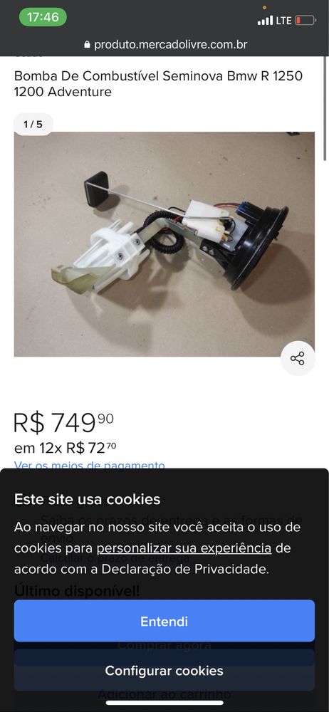 Bmw R1200 R1250 GS Adventure Bak Pompa Paliwa KPL oryginalny idealny