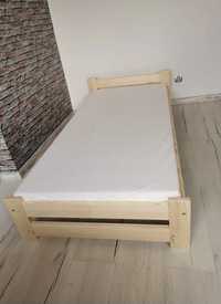 Łóżko nielakierowane z materacem piankowym