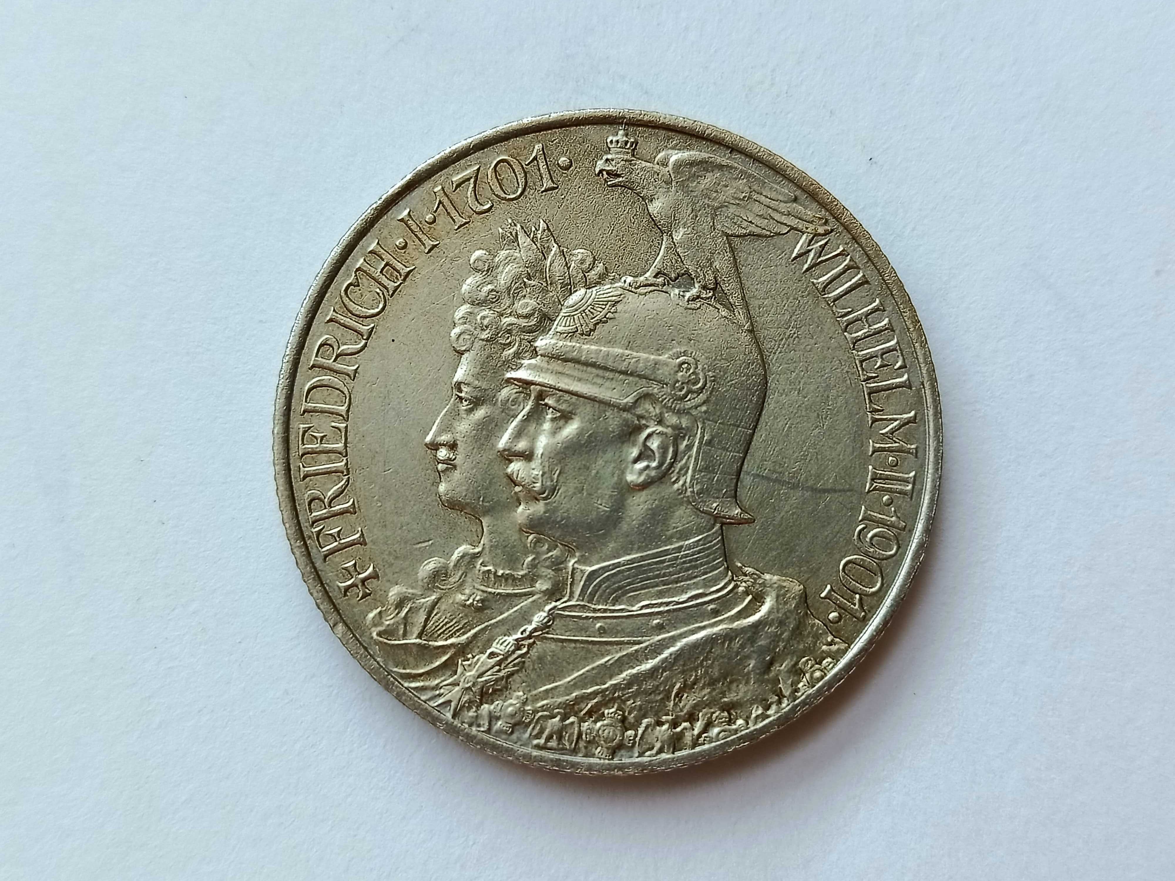 2 marki 1901 Niemcy Prusy  Wilhelm ll stan 2 + oryginał Srebro