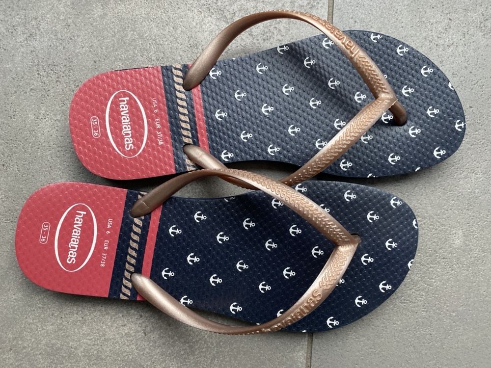 HAVAIANAS Klapki Japonki Marynarskie 35-36 Piękne Nowe