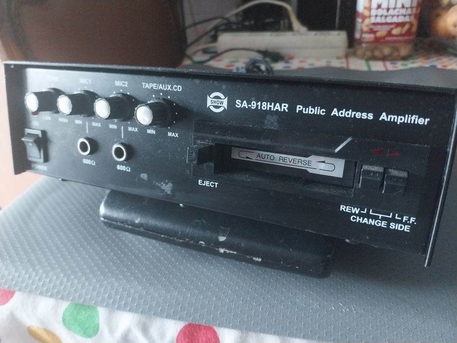 Amplificador voz  c/ leitor cassetes  impecavel