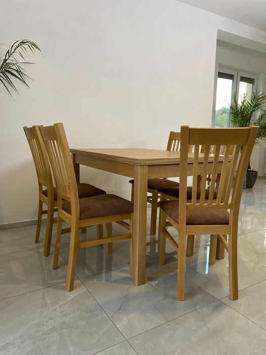 Stół Dębowy Okrągły Rozkładany !Dowolne Wymiary! Krzesło K-5 Drewniany