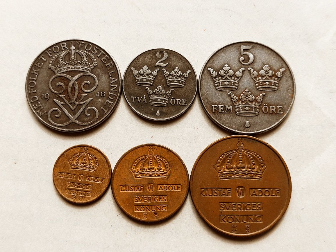 Старинные монеты Швеции.Немецкая оккупация,послевоенные