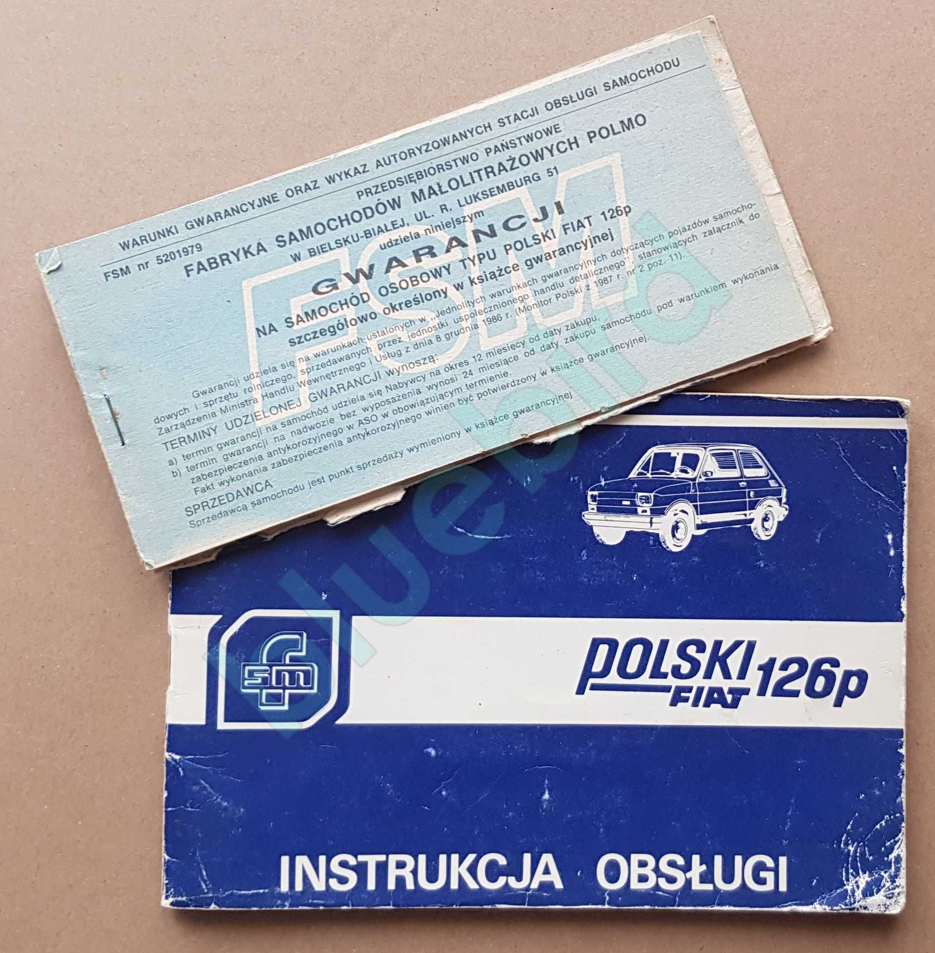 Instrukcja obsługi + książka gwarancyjna do Fiat 126p