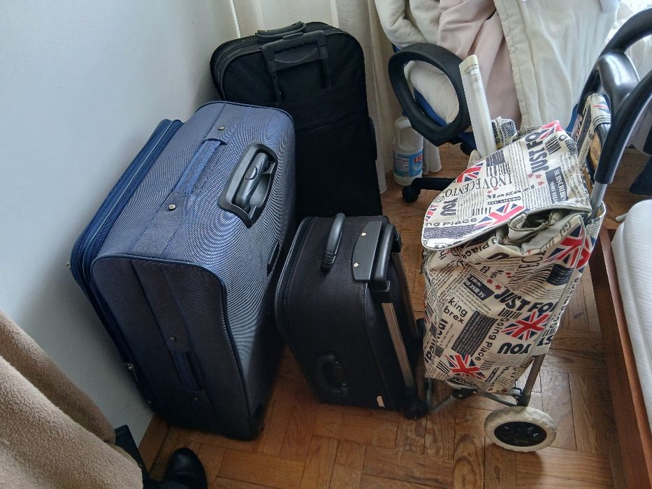 2 Malas e um carrinho de compras