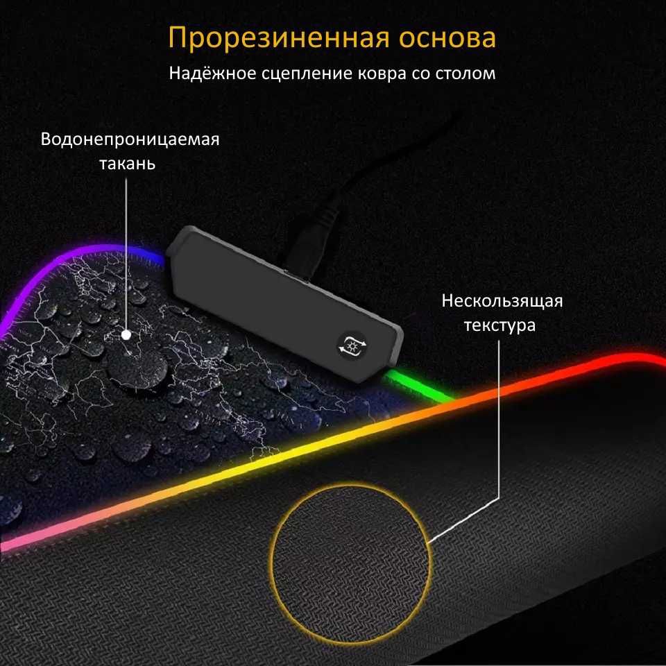 RGB коврик для мыши | Игровая поверхность для мышки с подсветкой | USB