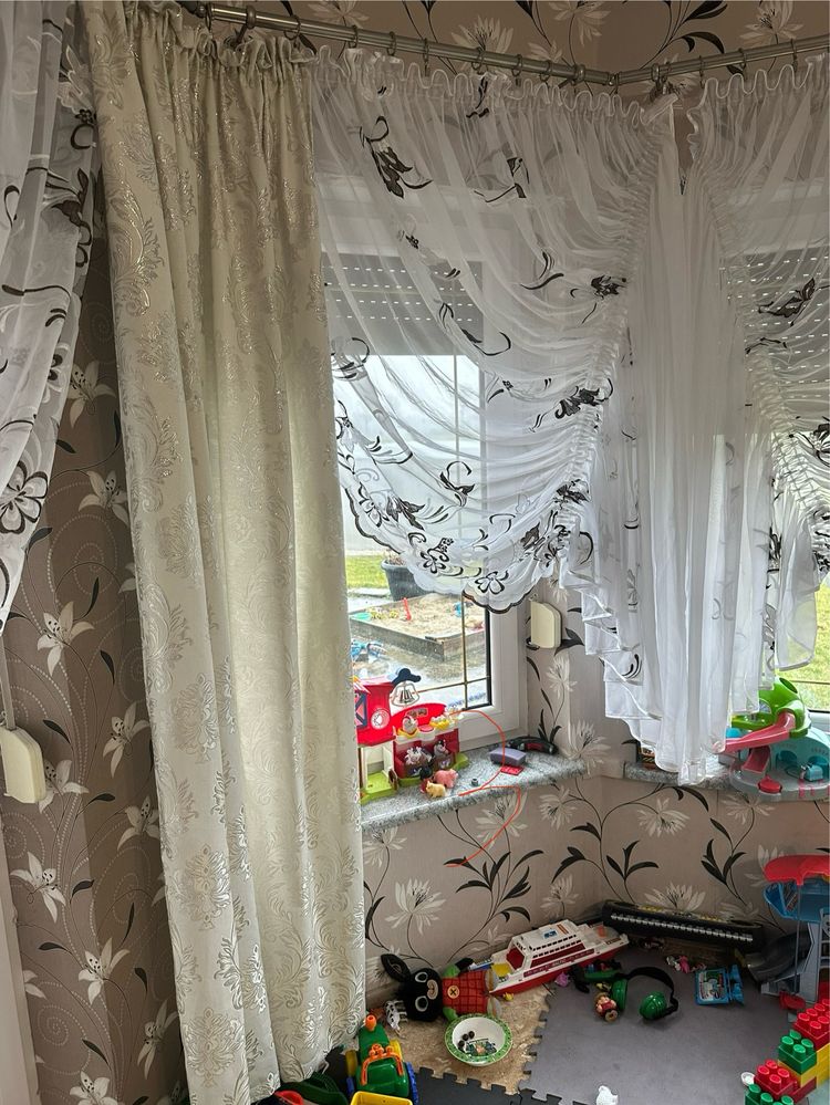Zestaw firany i zasłony z haftem eleganckie