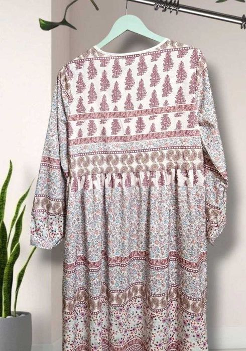 Длинное платье в принт с завязками и длинным рукавом Sheilay, р. L