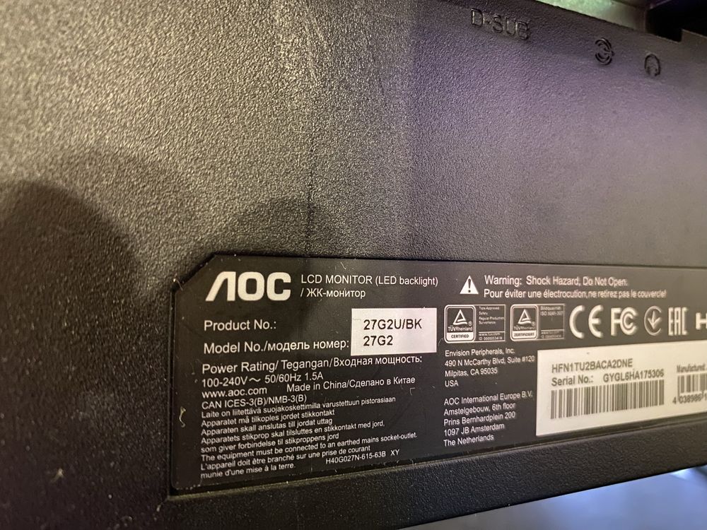 Монітор AOC 27G2G4 FHD