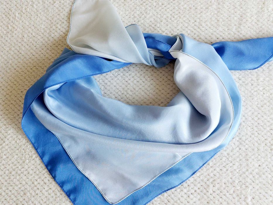 Milanówek? Elegancka Duża Apaszka Naturalny Jedwab100% SILK Lata 90-te