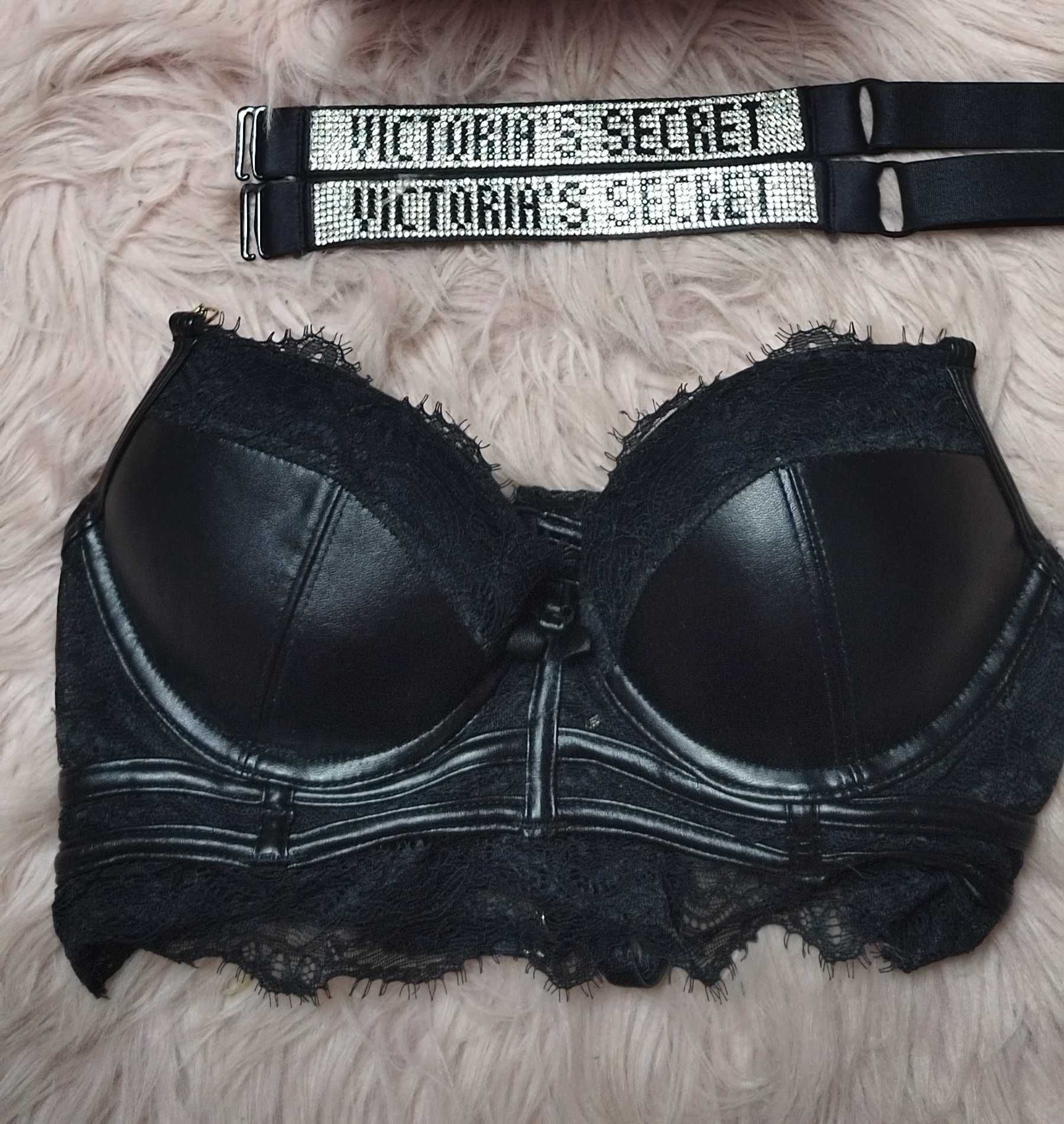 Victoria secret szelki cyrkonie diamenty bielizna damska koronka