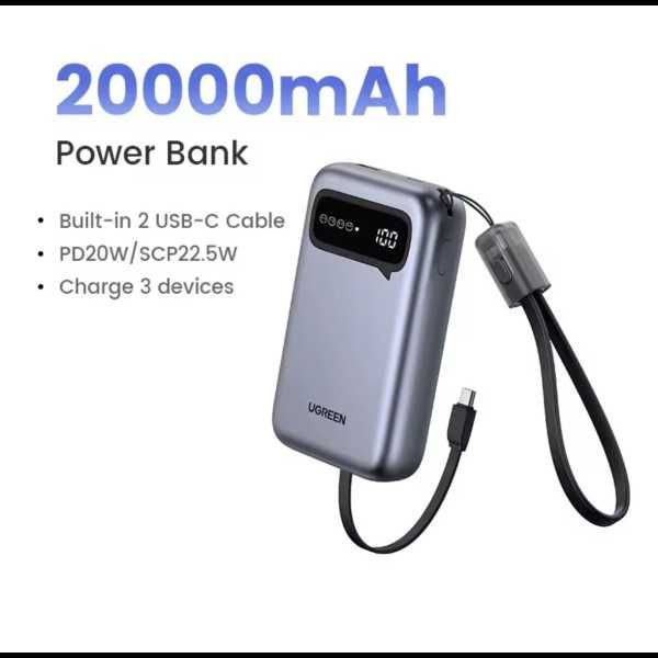 Зовнішній акумулятор (павербанк) UGREEN PB525 20000mAh 22.5W Black