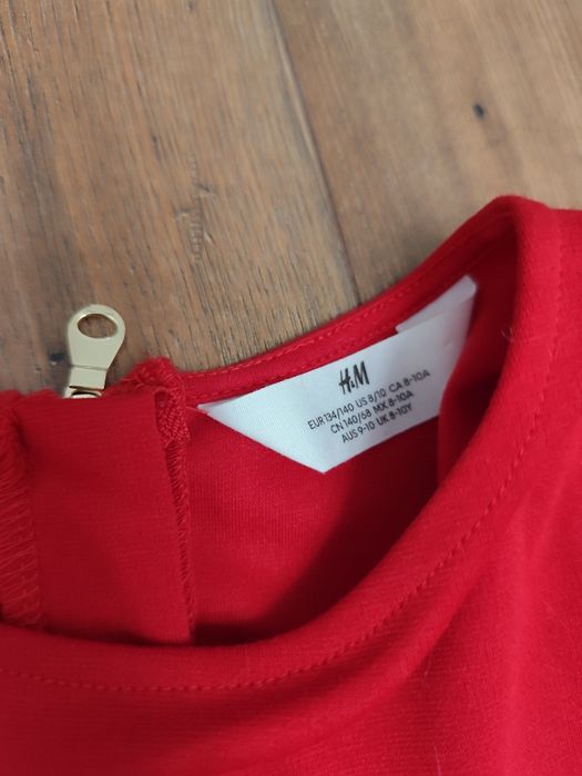 Świąteczna sukienka dla dziewczynki 134 140 kratka Mikołaja  h&m