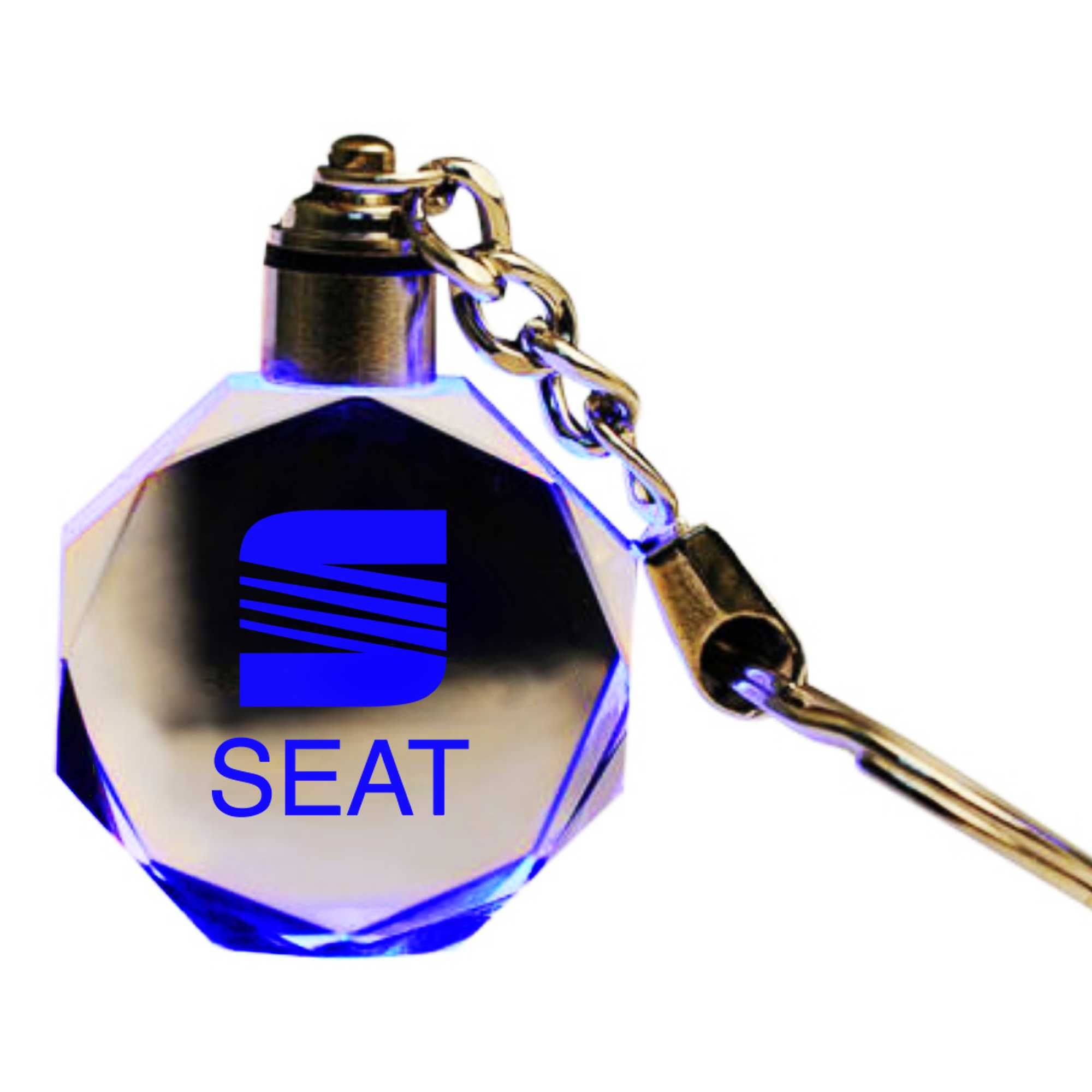 Brelok Świecący LED Kryształ 3D do kluczy samochodowych z logo SEAT