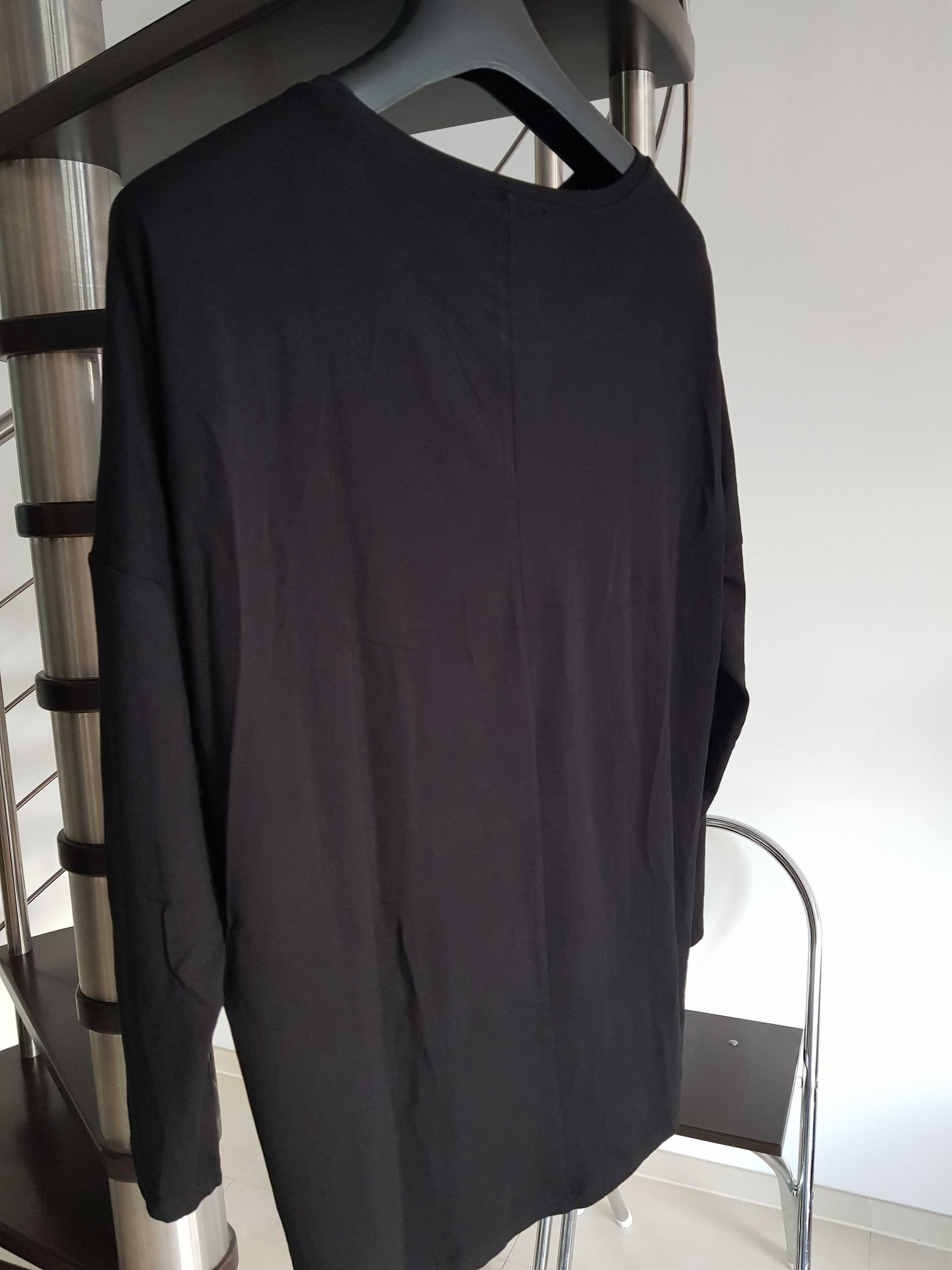 NOWA bluzka tunika oversize  z piękną aplikacją z dżetów cekinów