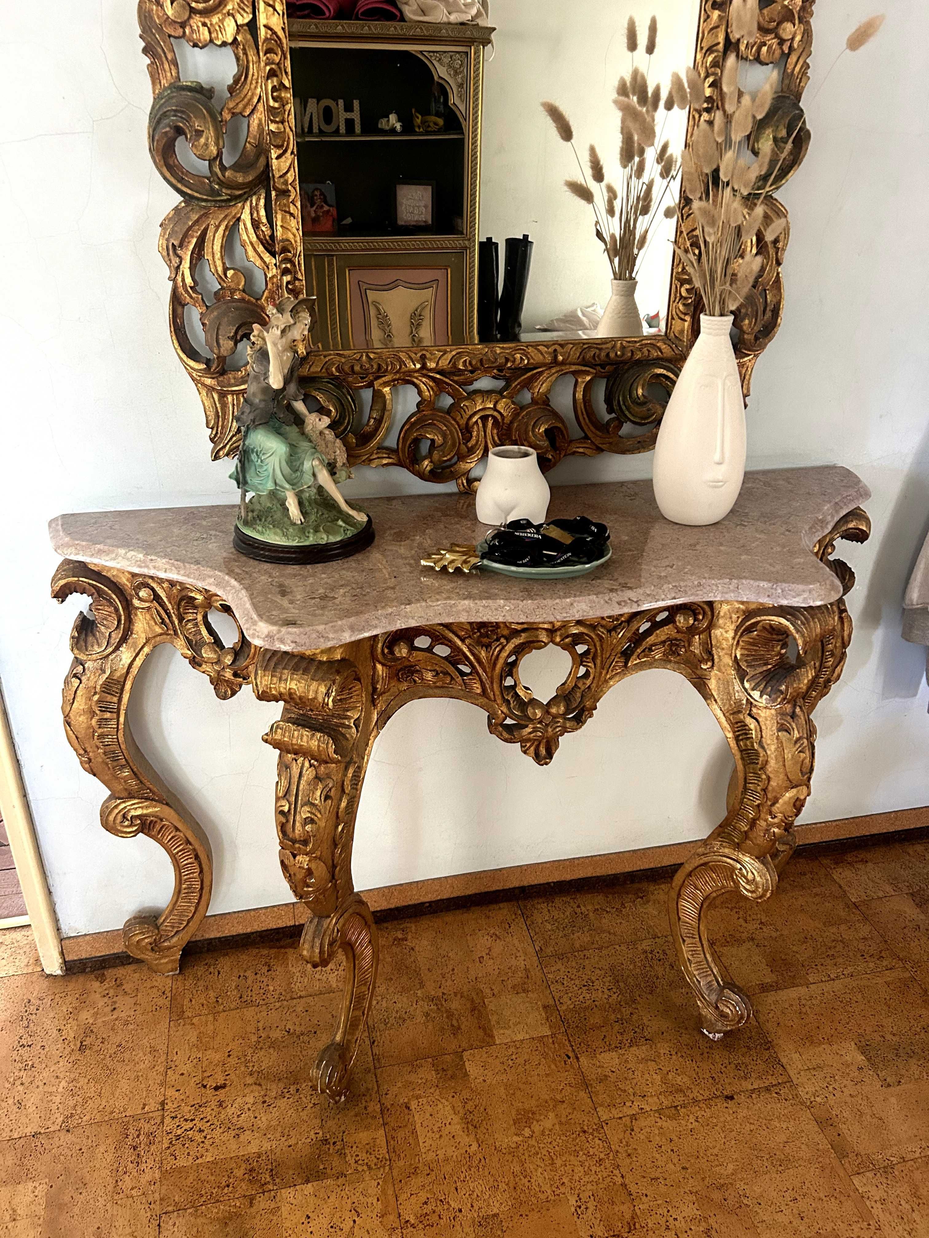 Conjunto espelho e mesa Vintage