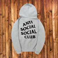 Bluza Anti Social Club super jakość z kapturem szara rozm.M