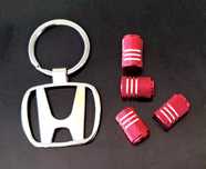 ** NOWY Breloczek HONDA + Nakrętki na wentyle czerwone komplet tuning