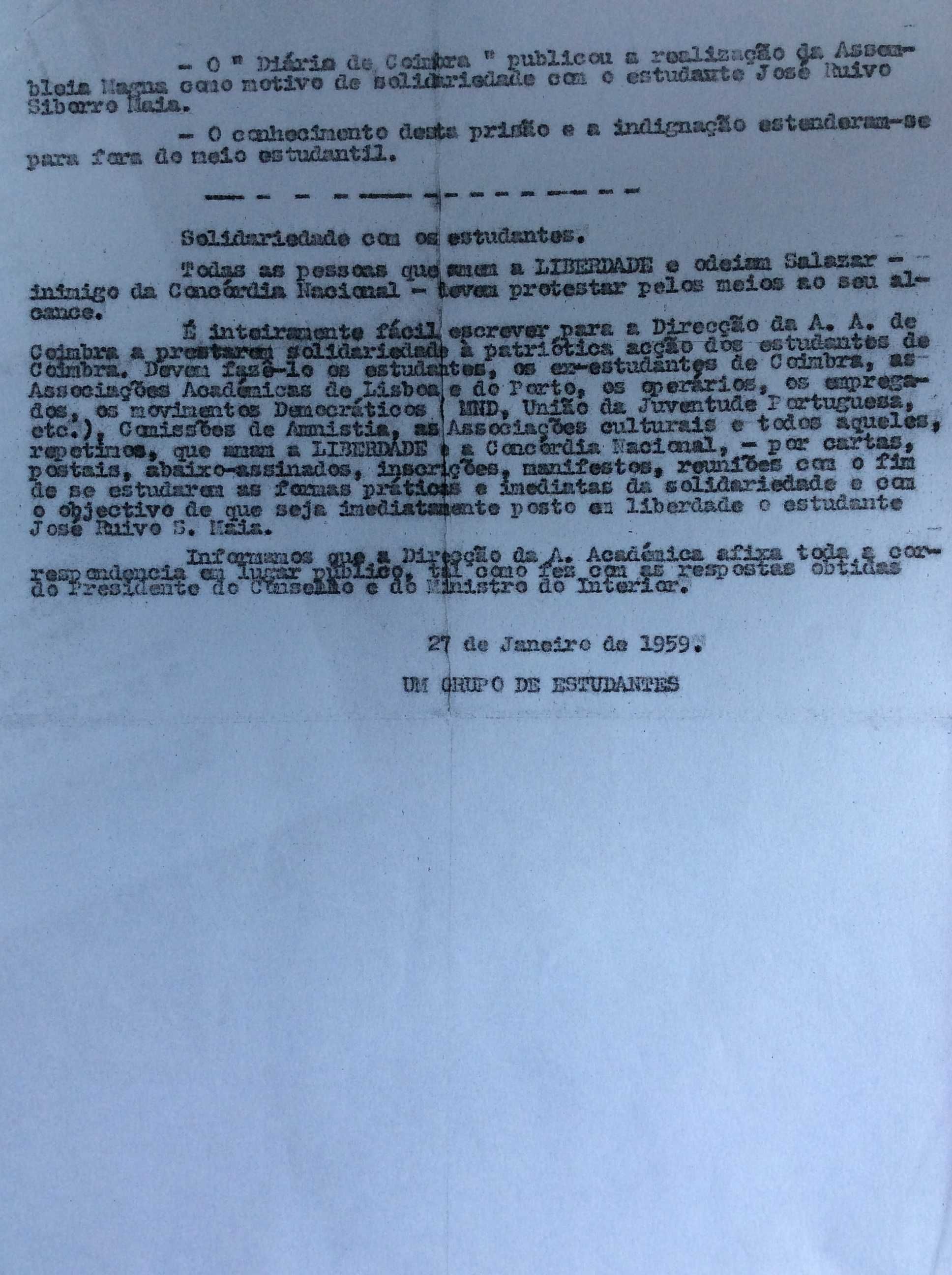 Tema: Presos e Perseguidos políticos. Documento histórico