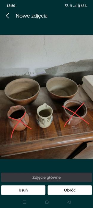 Stare naczynia kamienne 3szt kamionki na doniczki miski Bochnia PRL