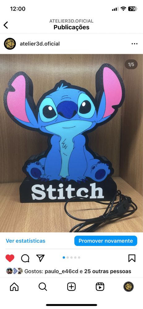 Candeeiro stitch personalizada
