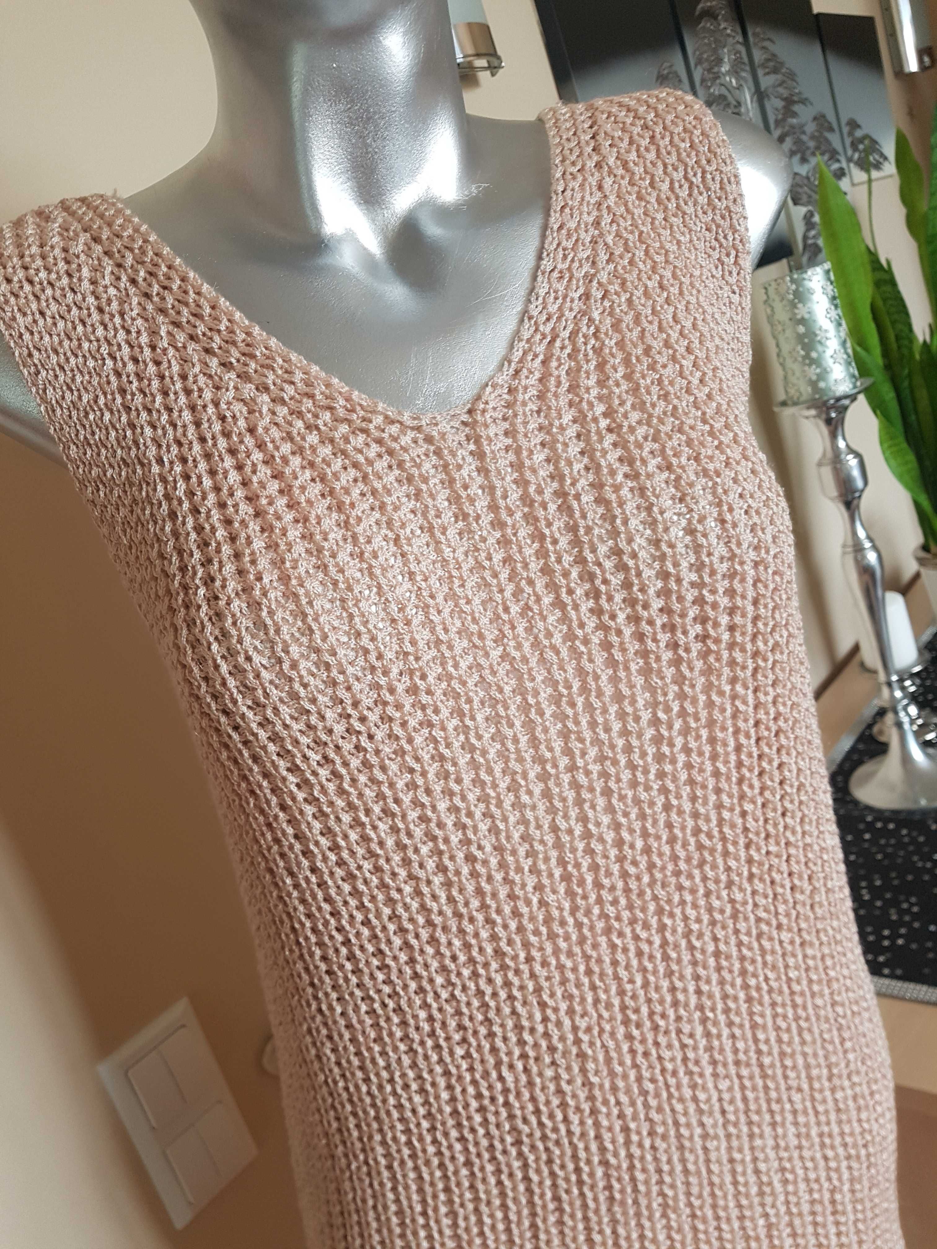 Sweter sukienka Paparazzi Fashion pudrowy róż UNI ok M 38