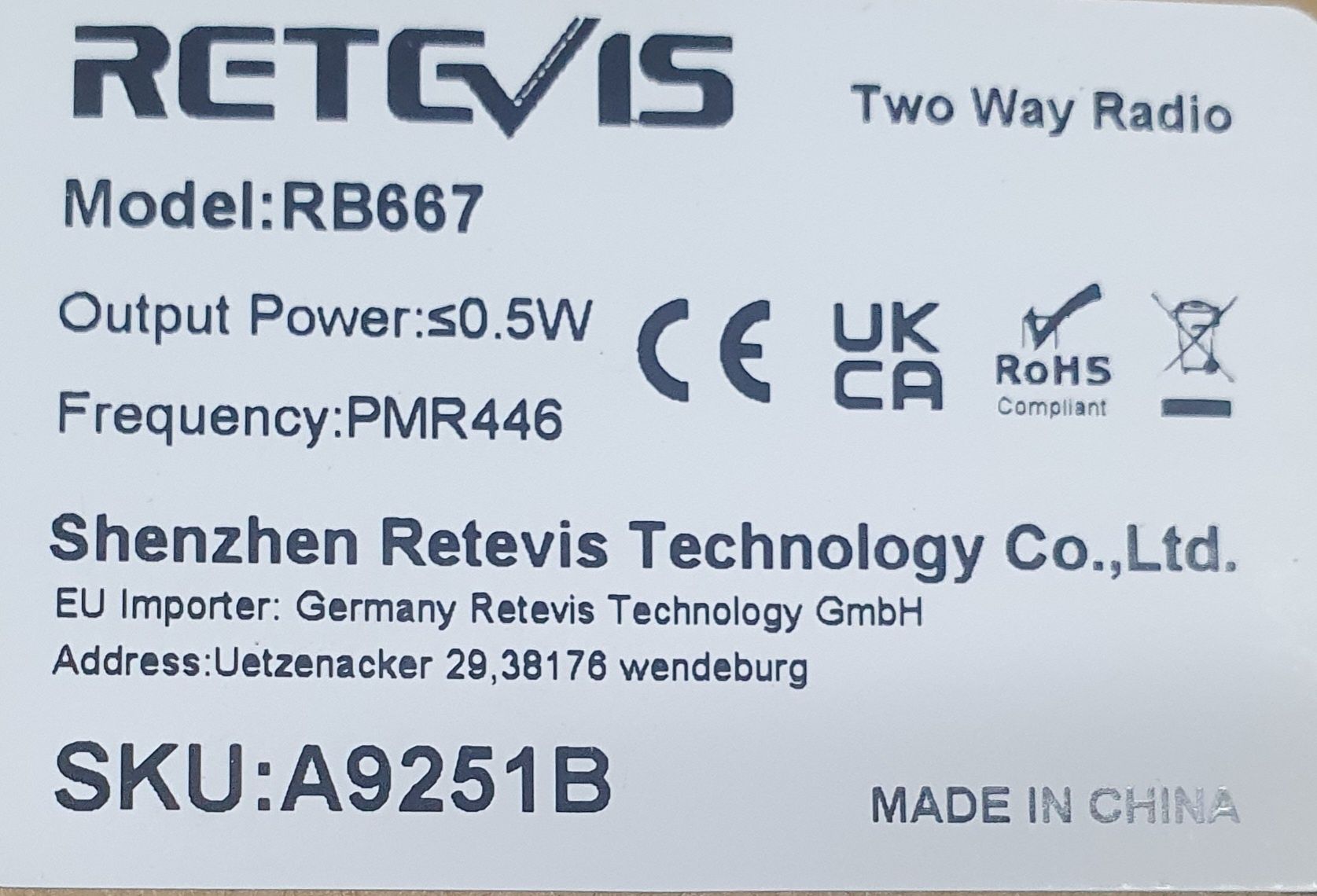 Рация RETEVIS RB 667