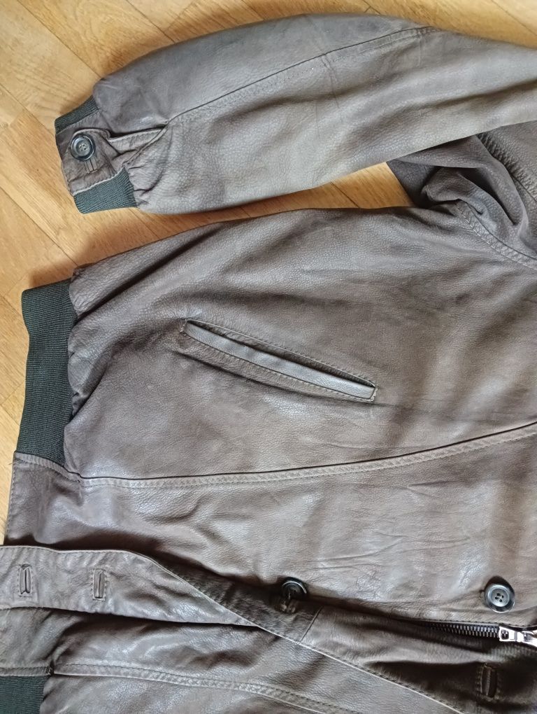 -50% Włoska kurtka skórzana L/XL j. ochnik skóra baseball pilotka