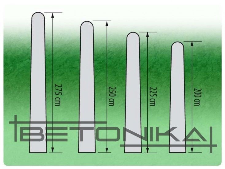 Słupki betonowe do siatki leśnej 2,00-2,25-2,50-2,75m