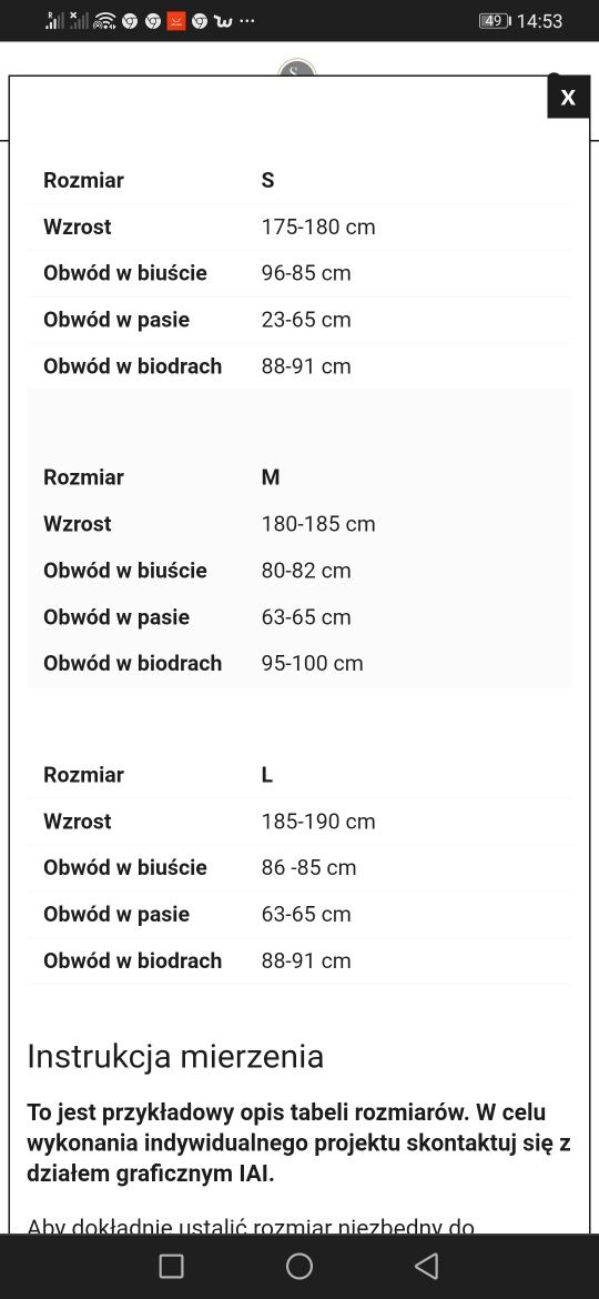 Kombinezon o la voga sztruks nowy S i M