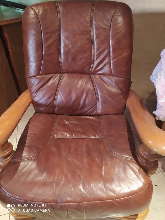Komplet wypoczynkowy ze skóry sofa + 2 fotele