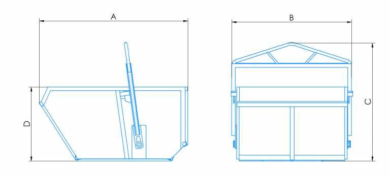Pojemnik zbiornik dźwigowy samowyładowczy do betonu gruzu PR 0,75-2L
