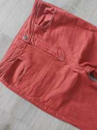 Czerwone spodnie jeansowe z dziurami M 38 wysoki stan jegginsy slim