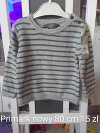 Nowy sweter w paski Primark 80 cm