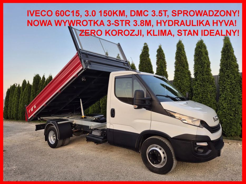 Iveco 65C15 70C15 60C15 50C15 3.0 150KM  Wywrotka 3-str, Kiper 3.8m, Klima, bez korozji, DMC 3.5T, Sprowadzony!