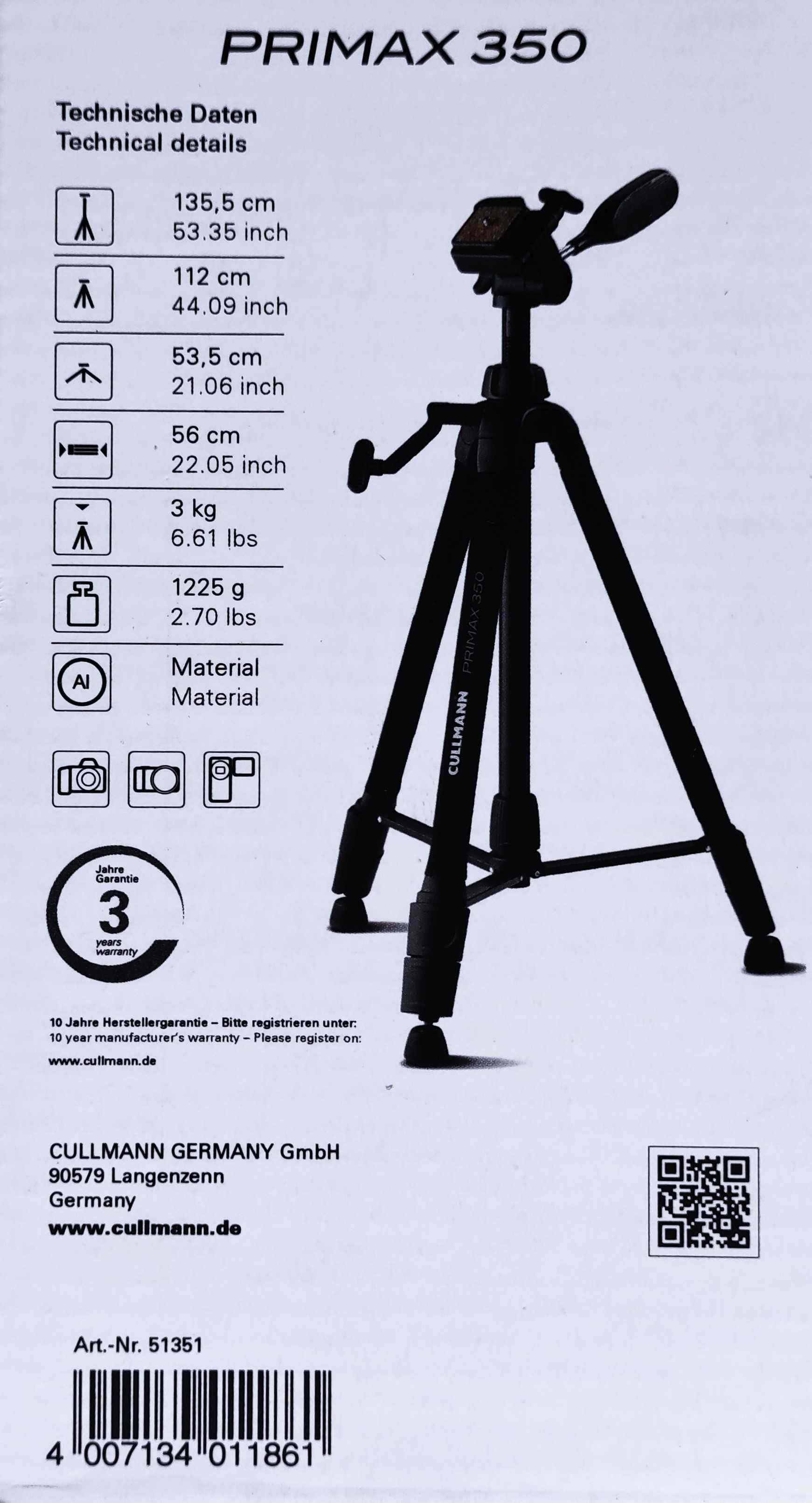 Tripé com cabeça panorâmica CULLMANN  PRIMAX 350