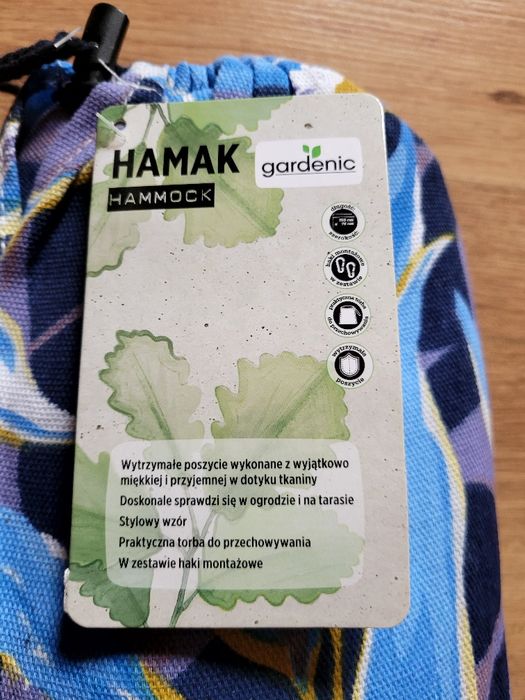 Hamak gardenic nowy z hakami montażowymi