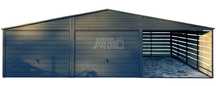 Garaż blaszany 6x6m wiata 3m  2x Brama Antracyt Dach dwuspadowy GP597