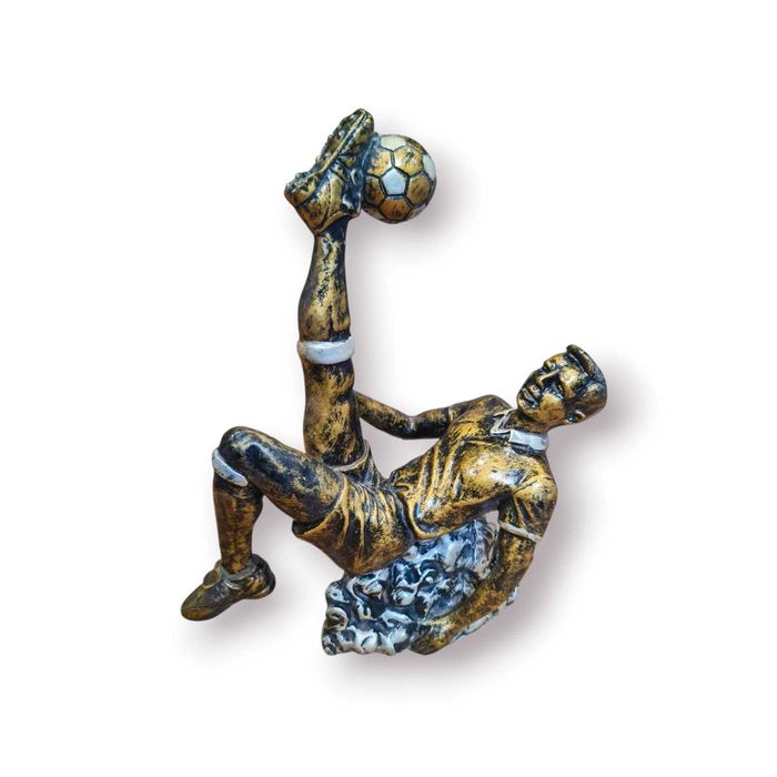 Escultura DecorativaEstilo Cristiano Ronaldo–Jogador Futebol Bicicleta