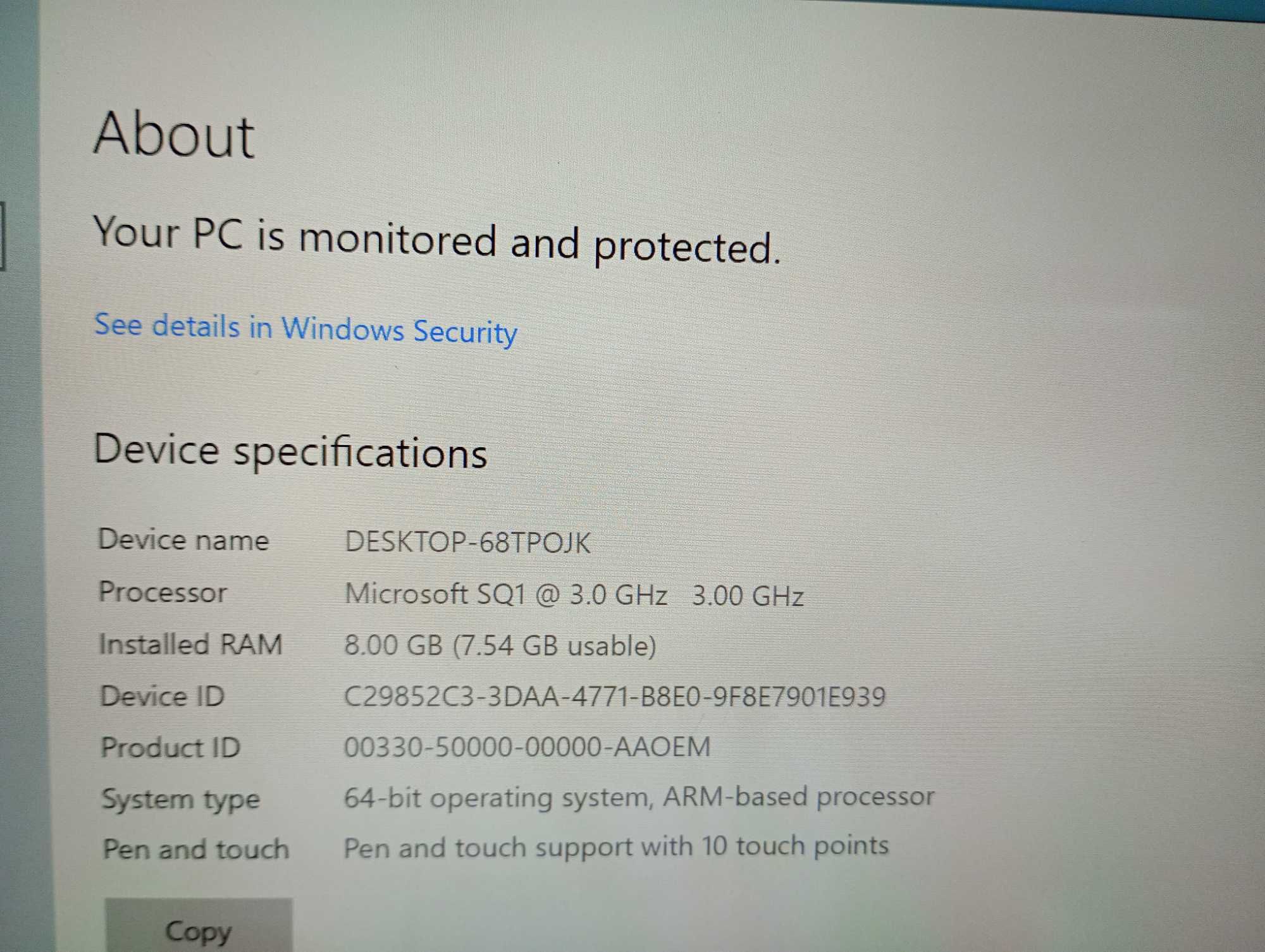 Microsoft Surface Pro X SQ1/8GB/256GB z LTE - Black Matt - jak nowy