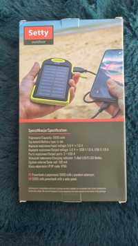 Powerbank 5000mAh z panelem solarnych 2xUSB