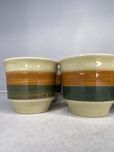Jajcarki porcelit Pruszków 6 szt. W paski kremowe B19019