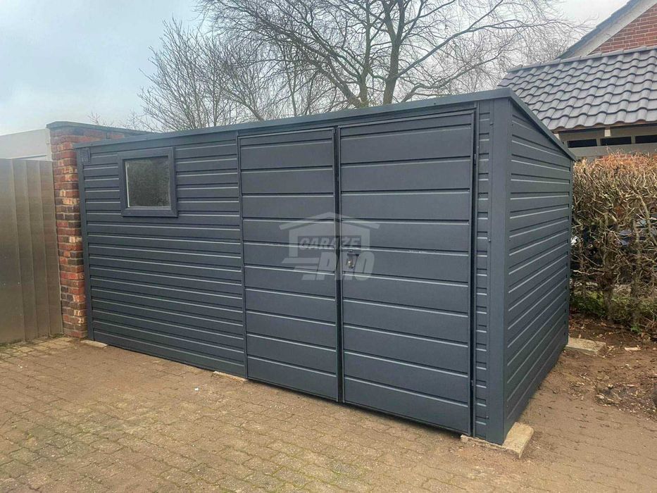 Schowek Domek ogrodowy 4x2m Brama dwuskrzydłowa okno dach  GP528