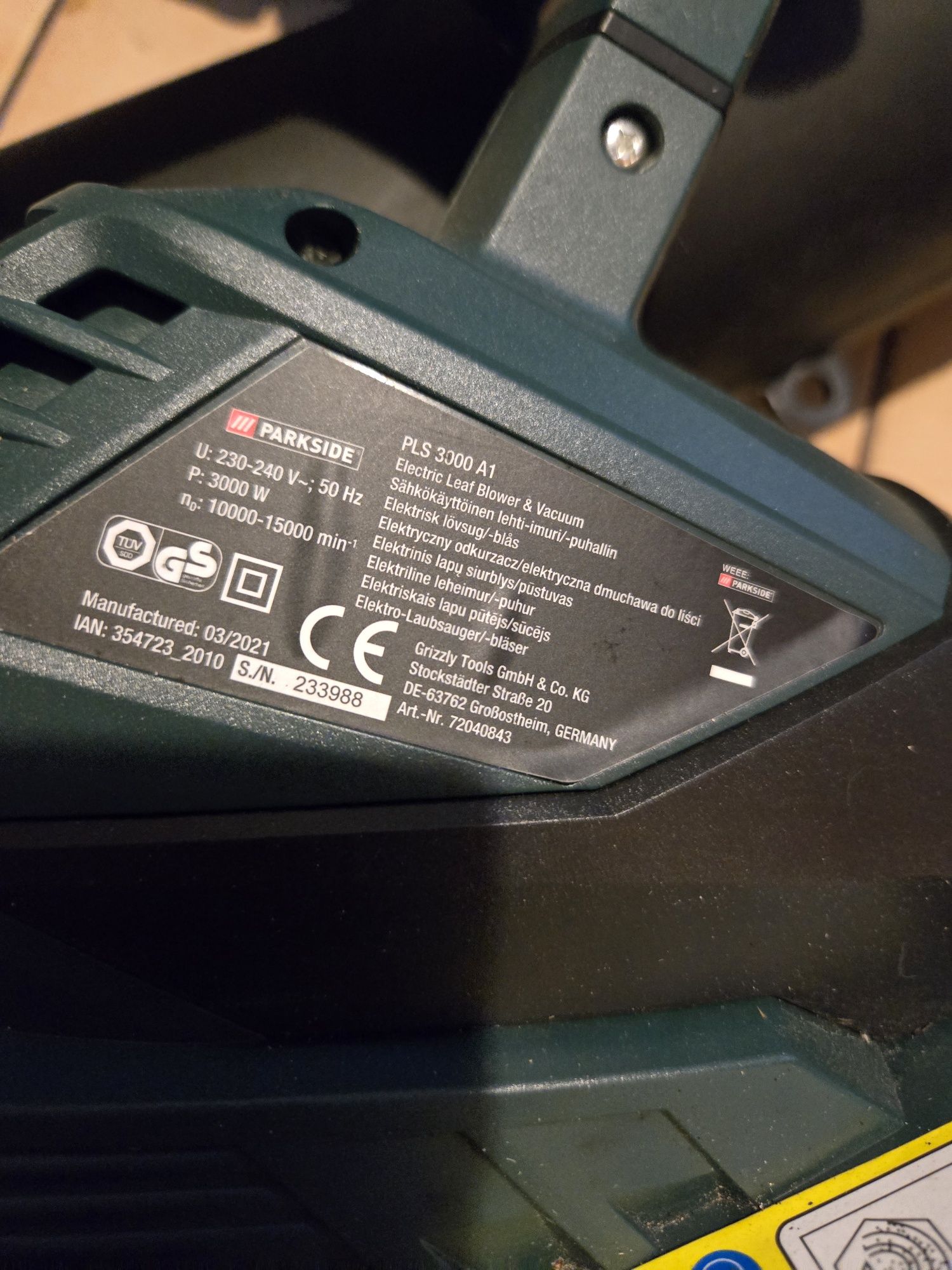 Dmuchawa parkside PLS 3000 A1 3000W