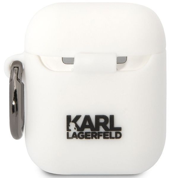 Etui Silikonowe Karl Lagerfeld AirPods 1/2 Biały-Karl & Choupette