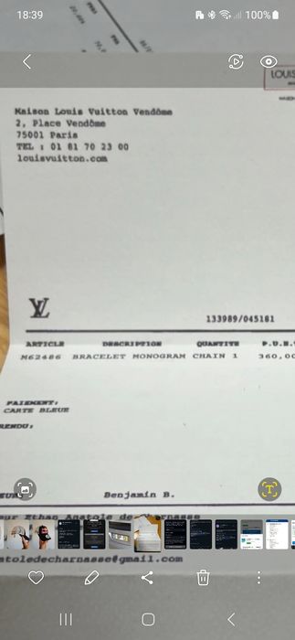 Pulseira lv espectacular